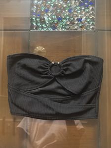Black Ribbed Cutout Tube Top