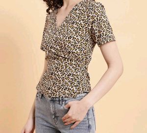 Leopard Print Tie-Back Top