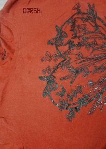 Red Long Sleeve Top with Detail