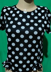 Black Polka Dot Top