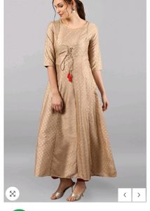 Janasya Beige Anarkali Kurti