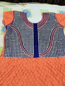 Elegant Orange Anarkali with Embroidered Bodice