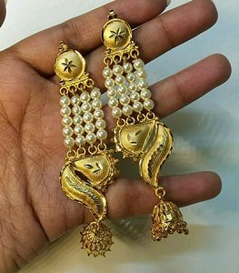Long Pearl Necklace and Earrings Set Gold Plated Shri Hari Jewellery