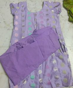 Lavender And Multicolour Polka Dots Kurti