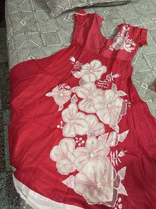 Pink &amp; White Anarkali Kurti