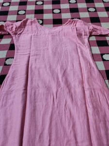 Pink Embroidered Kurti With Purse Free