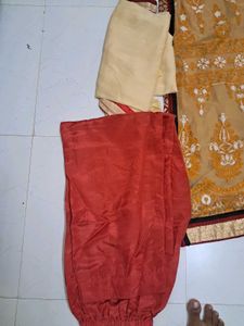 Yellow Kurti With Red Pant Dress