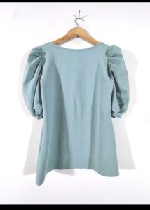 Cute Light Blue Puff Sleeve Top