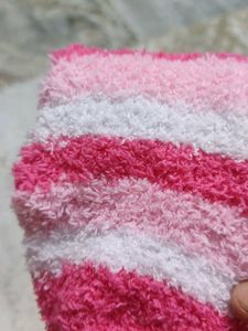 Pink Striped Fuzzy Socks