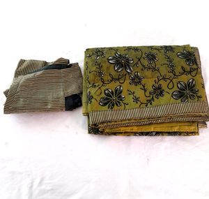 Olive Printed Saree (Women's)