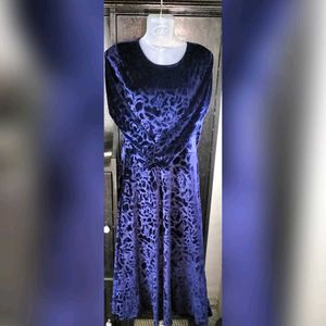 Women Velvet Navy Blue Gown dress