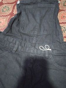 Black Denim Overalls Shorts