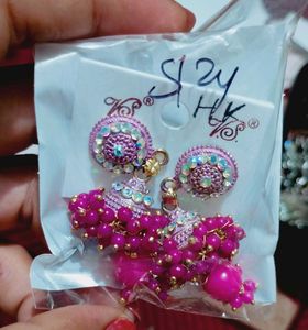 Pink Jhumka Earrings