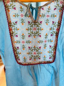 Embroidered Blue Top/ Short Kurti