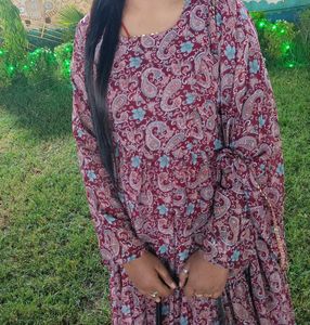 Paisley Print Long Sleeve Dress