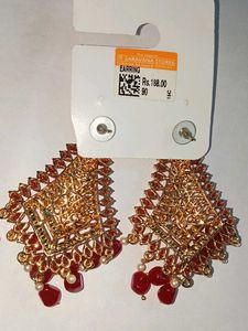 Red &amp; Gold Fashion Earrings