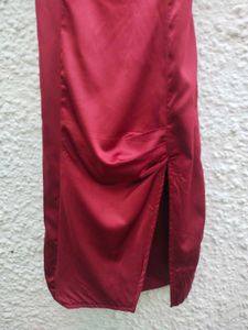 ✧⁠*⁠。Burgundy Satin Midi Dress