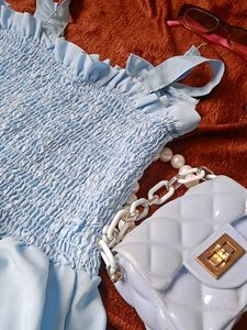 Baby Blue Smocked Jumpsuit