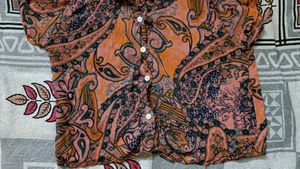 Funky Print Cropped Shirt