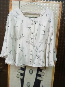 Floral Print White Top
