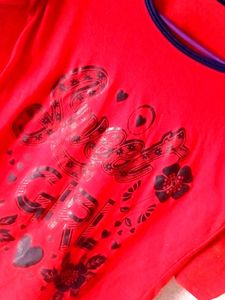 Red &#34;Super Girl&#34; Graphic Tee