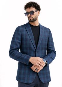 Stylish Blue Checkered Blazer