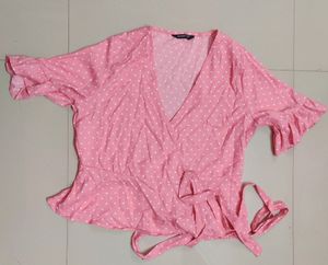 Bell Sleeves Pink Harpa Wrap Top