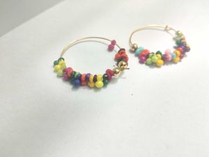 Colorful Beaded Hoop Earrings