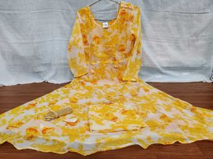 Printed Gown With Dupatta