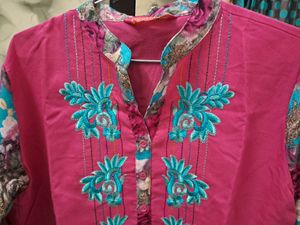 Embroidered Pink Kurta For Early Winter
