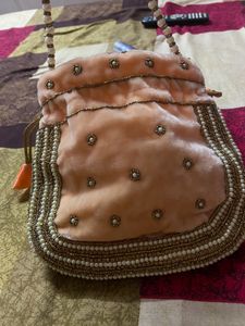 Pitch Pearl Beaded Potli