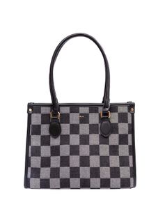 Iykyk Black Chequered Tote Bag