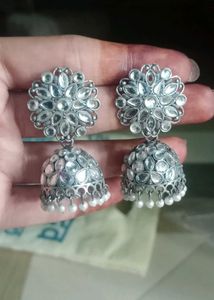 Silver Jhumka Earrings