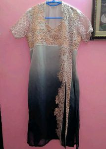 grey side cut kurti
