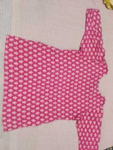 Printed Pink Short Kurti