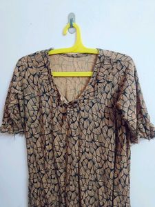 Brown Print Night Gown