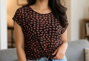Pink bow Print Top