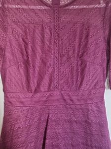 Burgundy Lace Fit &amp; Flare Dress