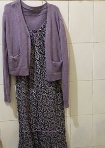 Floral Dress with Cardigan