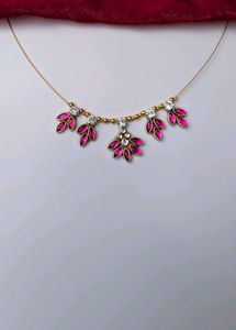 Pink invisible kundan Necklace