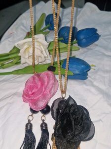 Floral Pendant Tassel Necklace