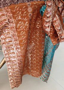 Blue-Brown Fully Embellished Bridal Dupatta