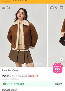 Brown Faux Suede Sherpa Jacket