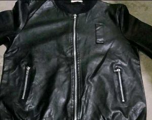 bomber faux leather jacket