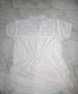 White Semi Transparent Lace Top