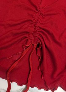 Red Ruched Long Sleeve Top
