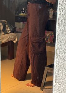 Brown Wide Leg Cargo Pants Xs