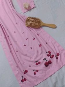 Cute Pink Cherry Print kurti handmade 🍒