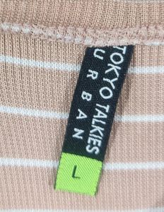 Tokyo Talkies Peach Striped Crop Top (Women)