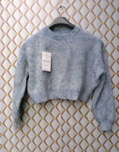 New With Tag Korean Cozy Blue Knit Sweater